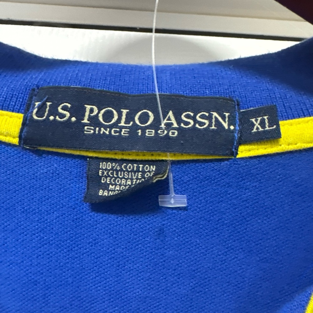 U.S. Polo Assn. Royal Blue Polo with Yellow  and Multicolor logo A25 - Picture 5 of 8